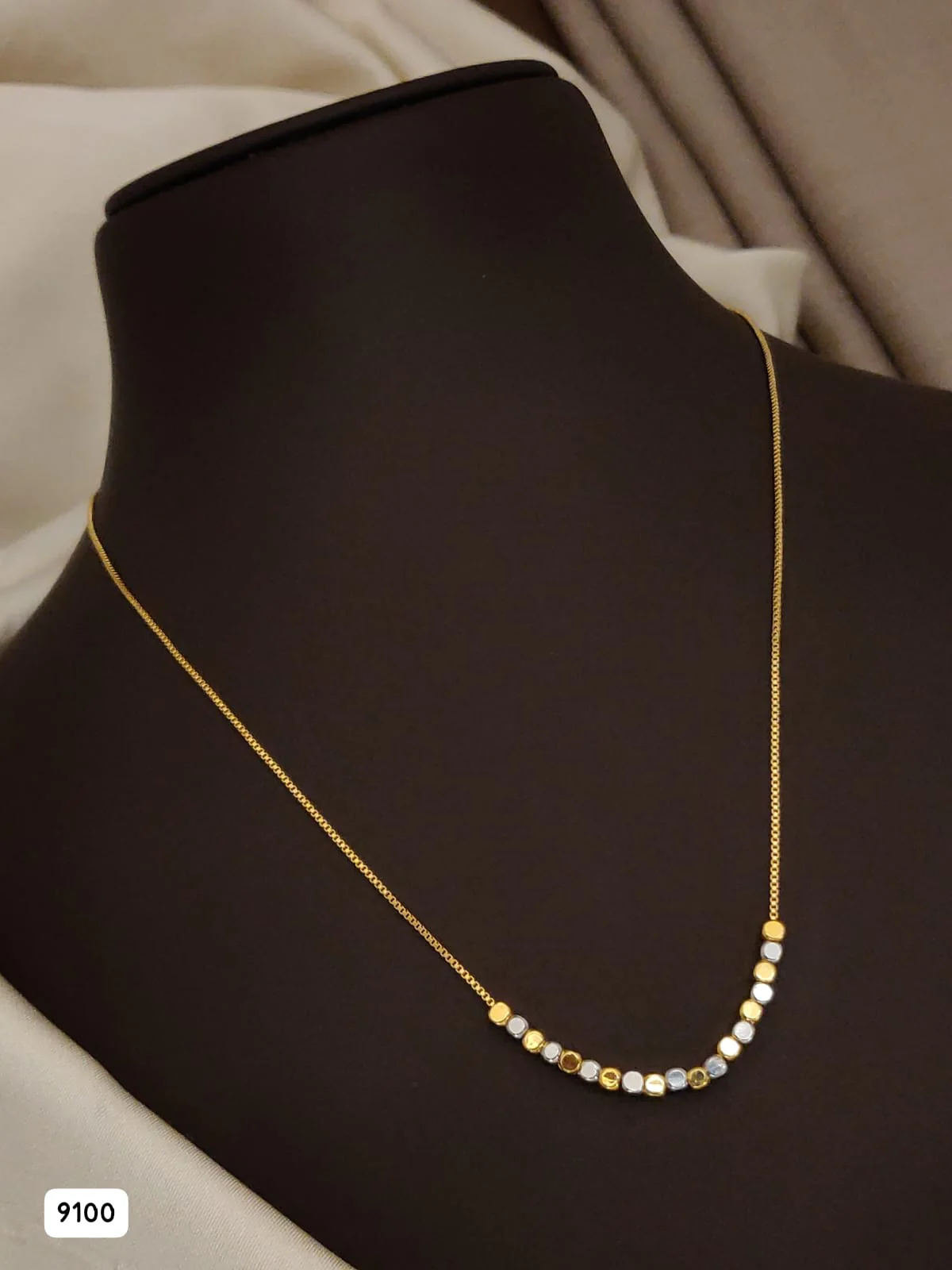 Micro Gold Plated Dual-Tone Beaded Chain & Bracelet Set - Image 3