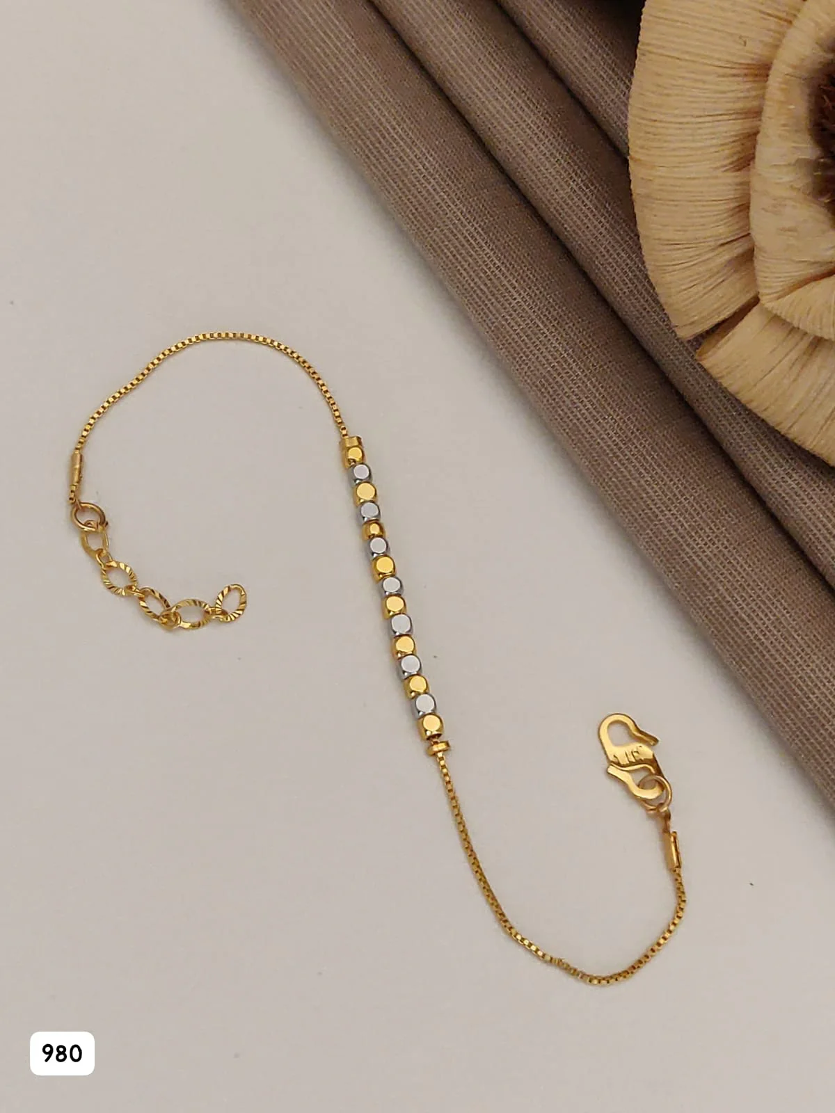 Micro Gold Plated Dual-Tone Beaded Chain & Bracelet Set - Image 4