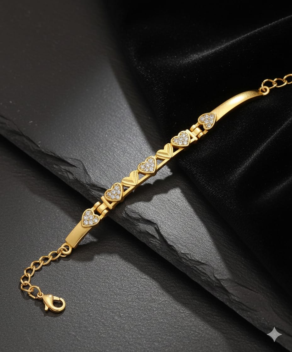 Gold Plated Ad Diamond Studded Fancy Forming Bracelet - Image 3