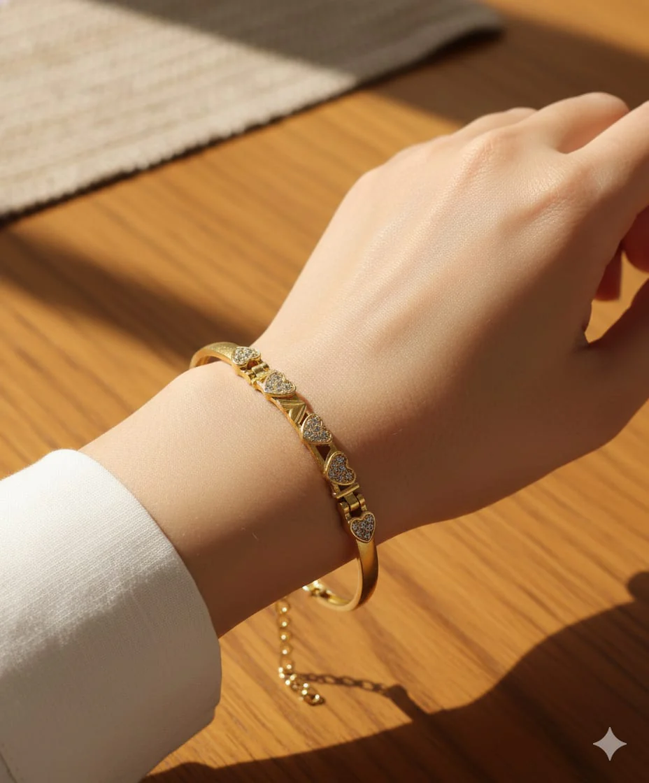 Gold Plated Ad Diamond Studded Fancy Forming Bracelet - Image 4