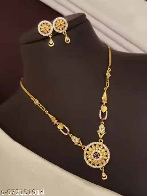 Sunara Royale Gold-Plated Pendant Necklace Set - Image 4