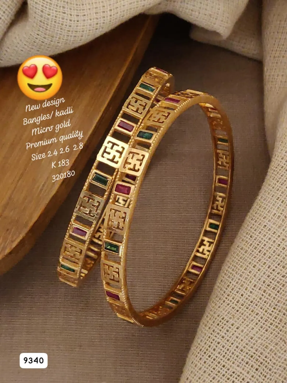 micro gold plated ad diamond studed fancy bangle combo (buy  1 get 1 free) - Image 3