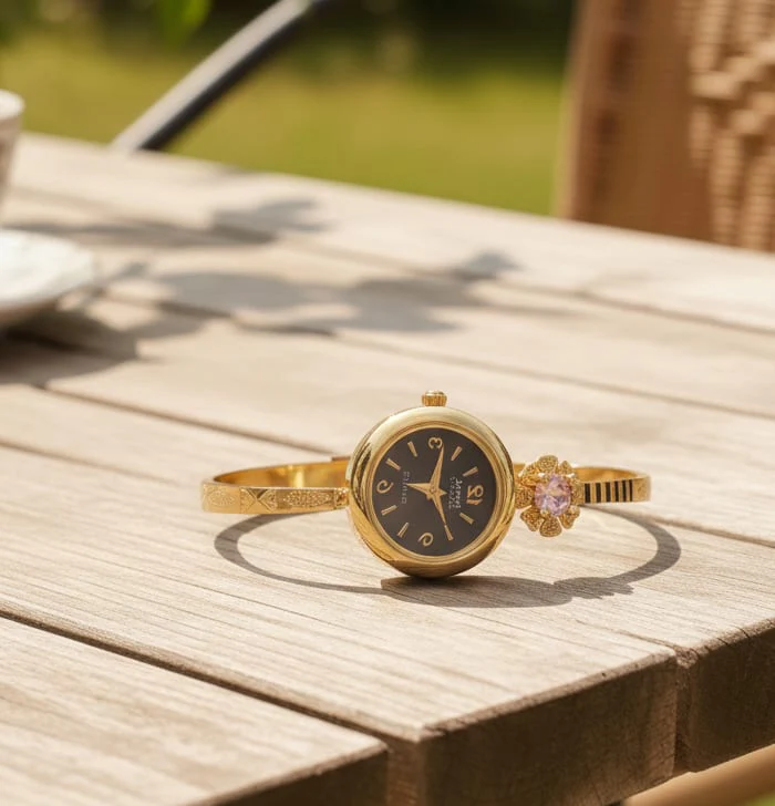 High Gold Plated Ad Diamond Adjustable Watch For Women - Image 3