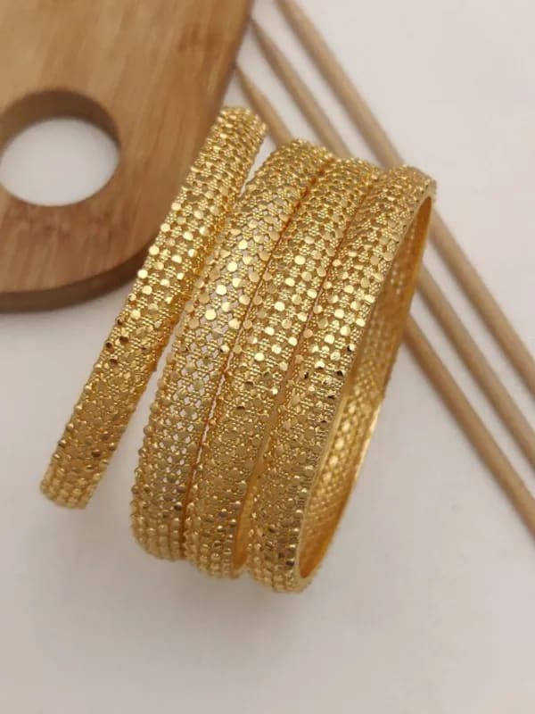 New Designer High Gold Plated Dot Design Fancy 4 Pcs Bangle For Women - Image 4